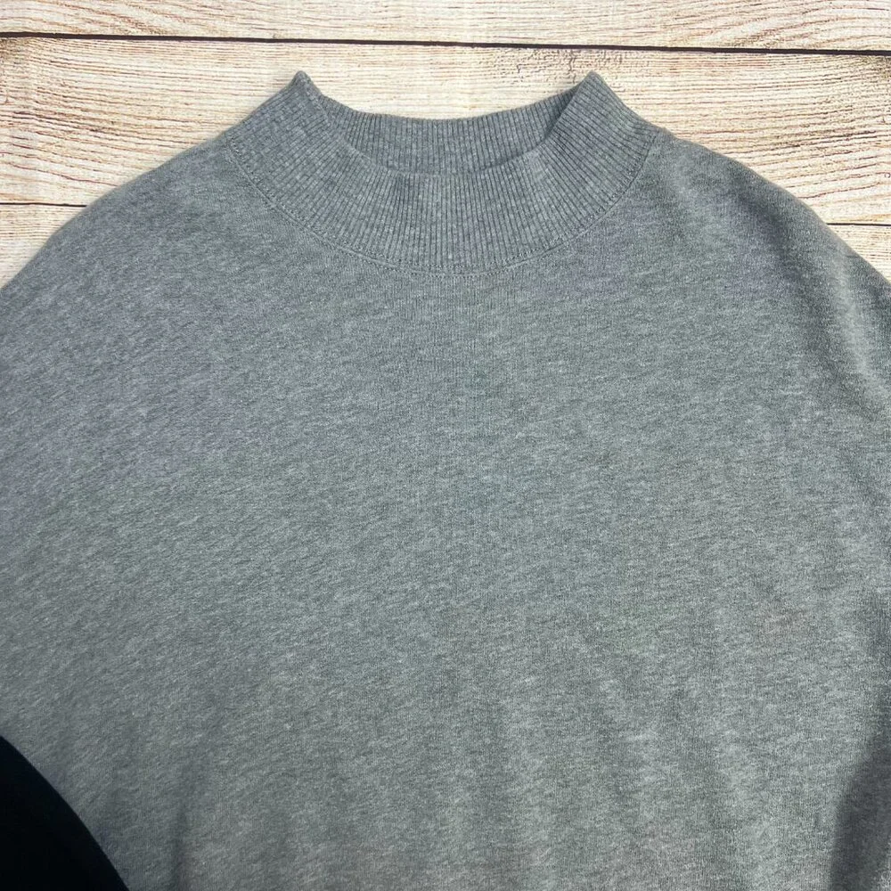 Hollister Gray Black White Colorblock Crop‎ Sweatshirt Mock Neck Womens Small